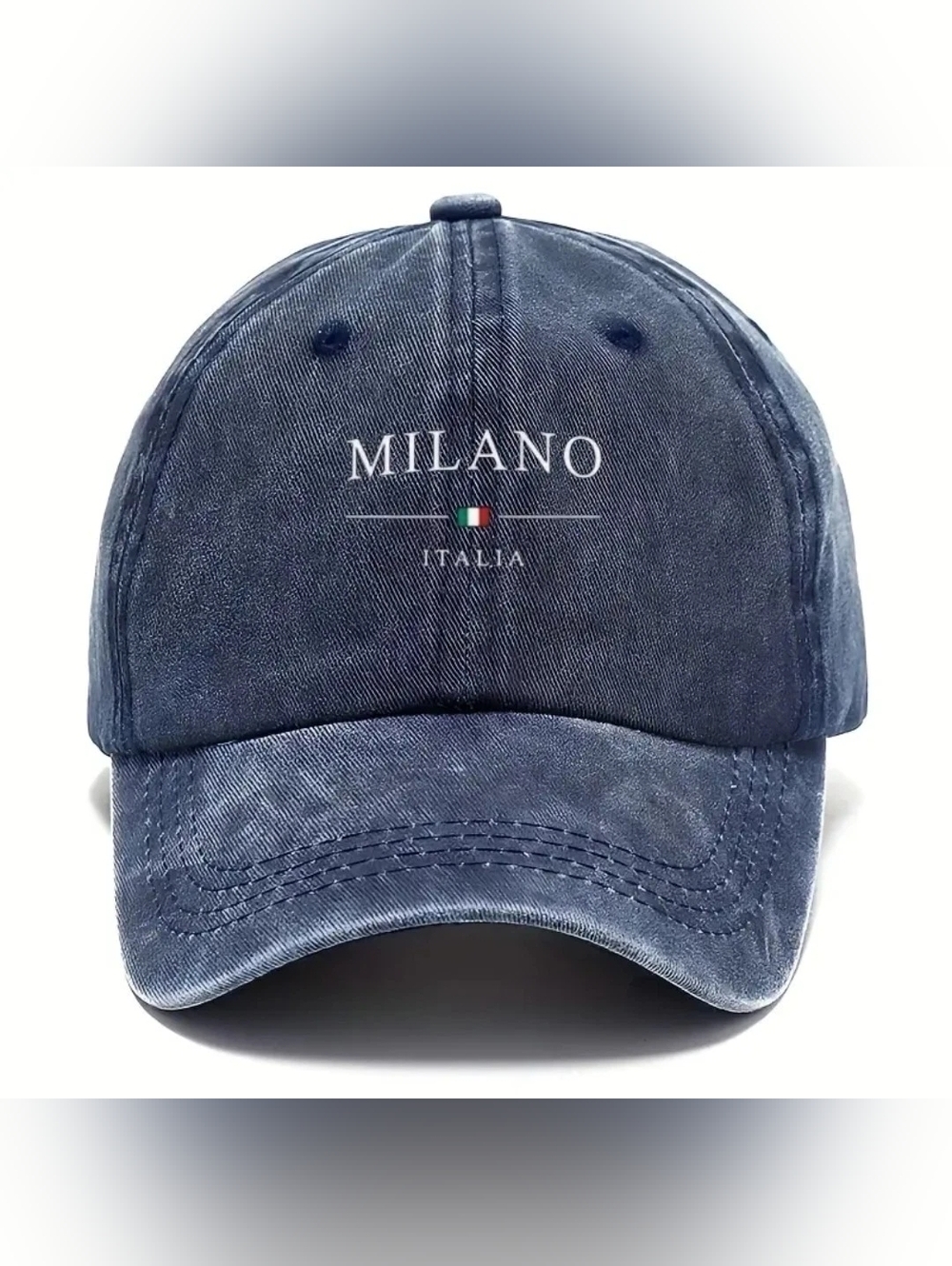 Vintage Stylish Milan Design Distressed Washed Baseball Cap Adjustable Dad Hat - Picture 3 of 5